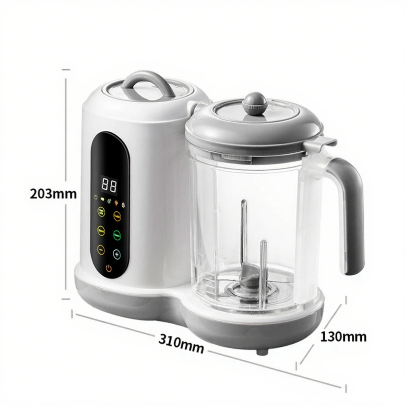 Creatore di alimenti per bambini multifunzionale Robot automatico per alimenti per bambini Vapore Macinini per alimenti Purée Frullatore Scaldalatte con display della temperatura