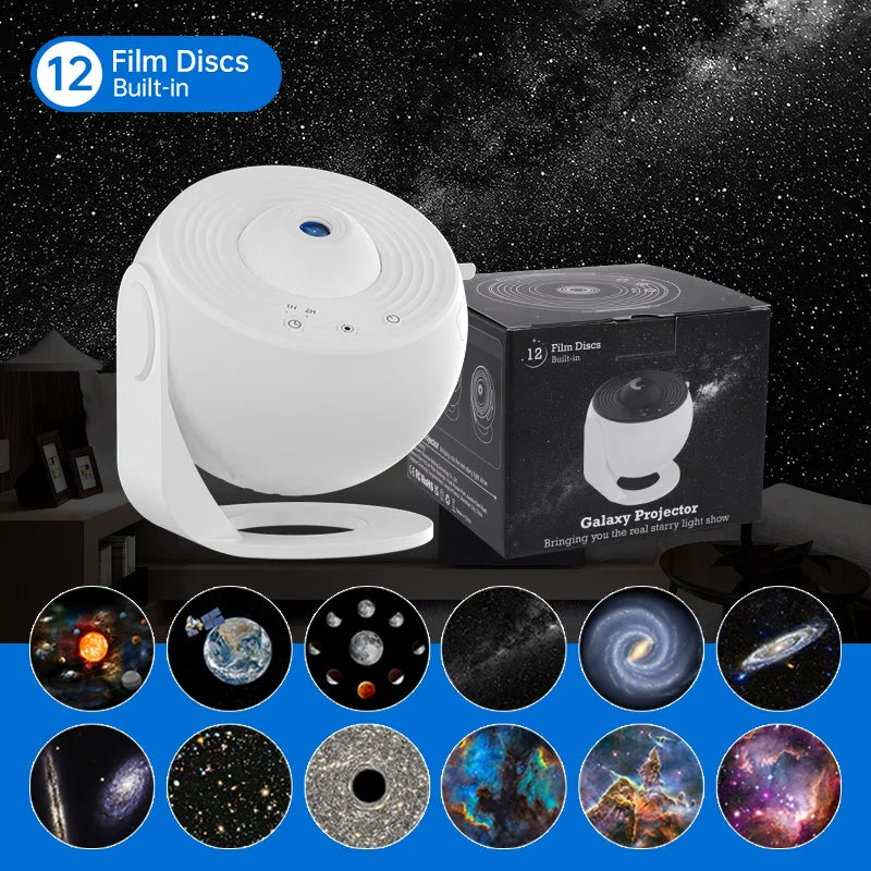 Proiettore Galaxy con luce notturna Proiettore cielo stellato 360 ° Ruota la lampada planetaria per la camera da letto dei bambini, regalo di San Valentino, decorazione per matrimoni