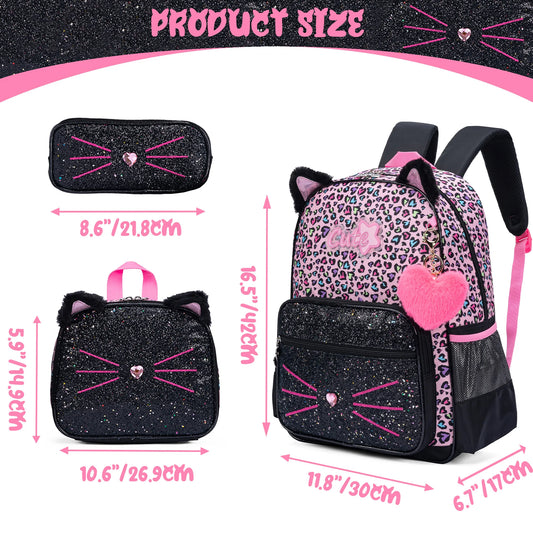 Zaino Scuola per Ragazze con Lunch Box — Set 3 Pezzi