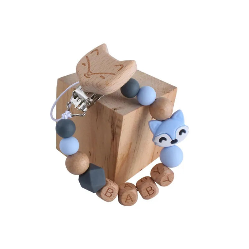 Catenella Porta Ciuccio in Legno e Silicone | Clip Animali | Ecologica