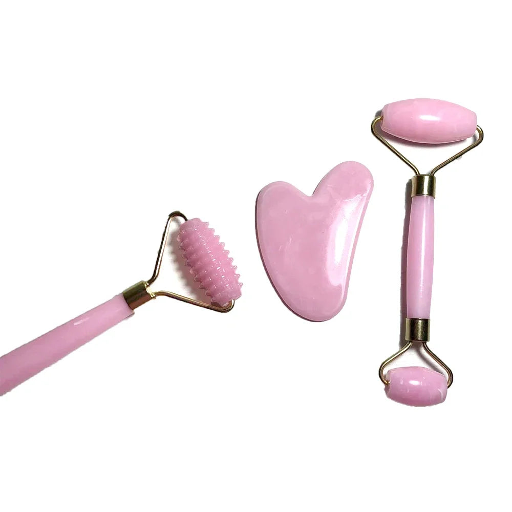 Set Rullo Viso e Gua Sha in Resina — Massaggio Anti-Rughe