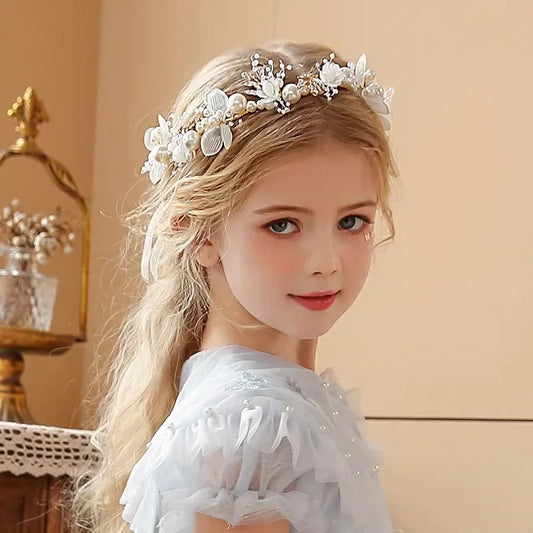 Fascia Floreale con Perle — Bambina e Sposa