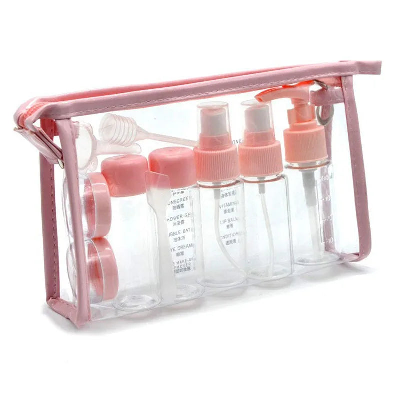 Set 11 Bottigliette da Viaggio Ricaricabili – Shampoo, Lozione & Gel Doccia