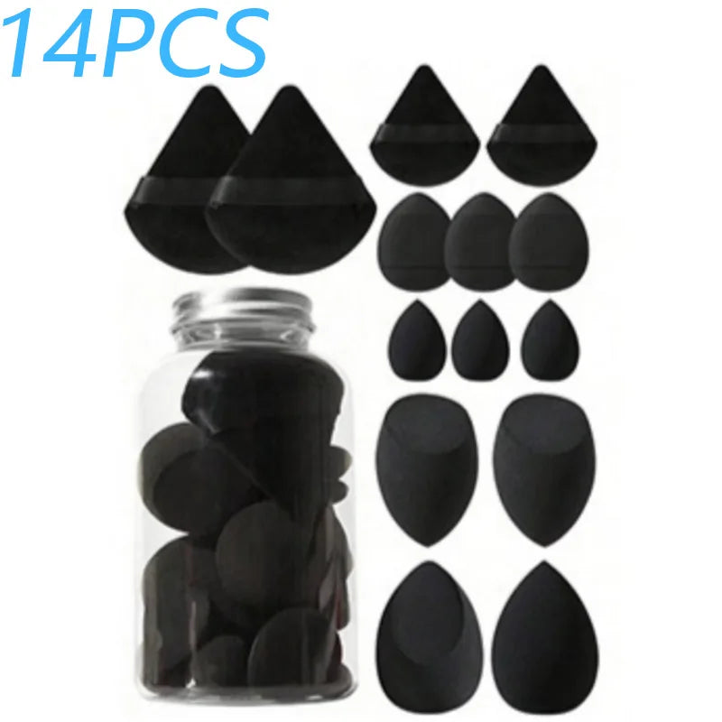Set 14 Spugnette Trucco in Velluto con Contenitore – Beauty Blender Piumini Cipria