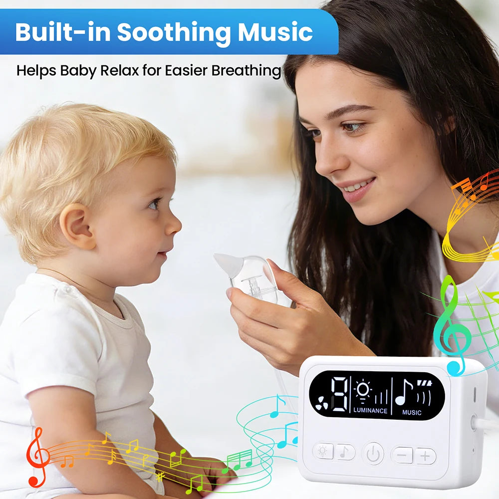 Aspiratore Nasale Elettrico per Neonati Ricaricabile con Musica Integrata, Comodo Dispositivo per la Pulizia del Naso dei Bambini