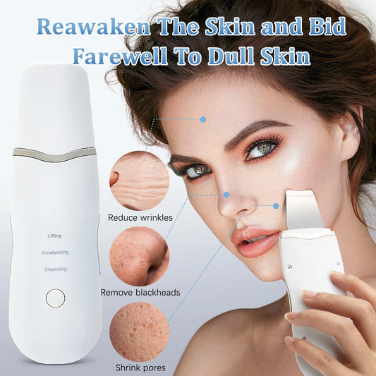 Scrubber Ultrasonico per il Viso | Spatola Peeling EMS Lifting Anti-Punti Neri | CE