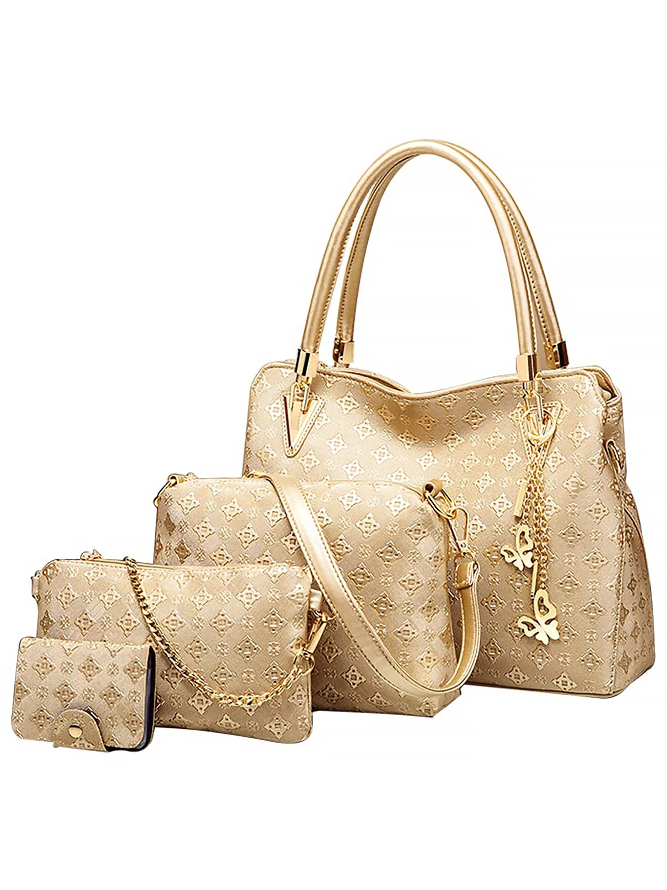Set 4 Borse Donna – Tote Grande + Tracolla + Pochette + Portacarte | 4 Colori | Ufficio Shopping Party