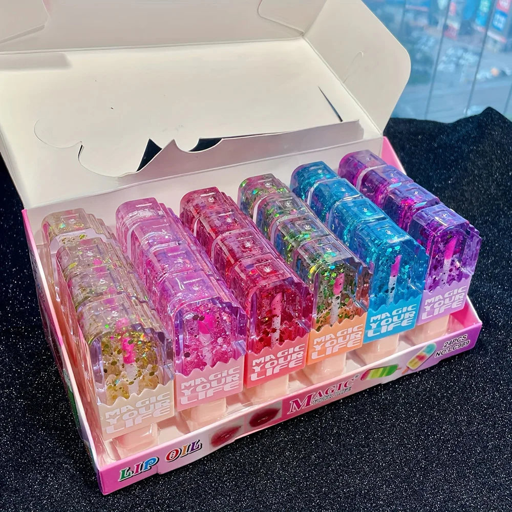 Set 24 Lucidalabbra Cambia Colore – Idratante con Vitamina E, Miele & Burro di Karitè
