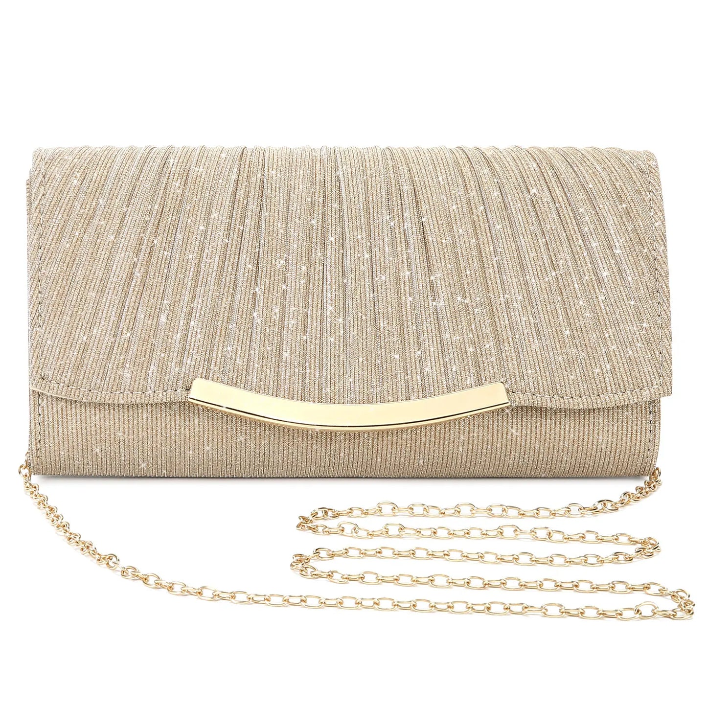 Pochette da Sera Elegante — Raso e Paillettes, Tracolla Staccabile