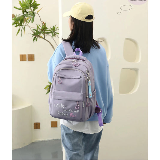 Zaino Scolastico per Ragazze e Adolescenti in Nylon – 3 Stili, Multi Colori | AyeBeau