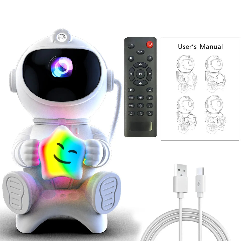 Astronauta Proiettore stellare a LED Luce notturna Proiettori galassia Altoparlante Bluetooth per l'arredamento della camera da letto Lampada da cielo stellato regalo per bambini