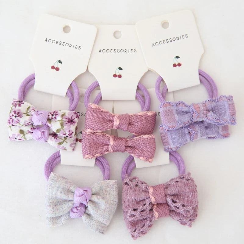 Set 10 Elastici per Capelli Bambina — Fiocchi e Nodi, 19 Colori
