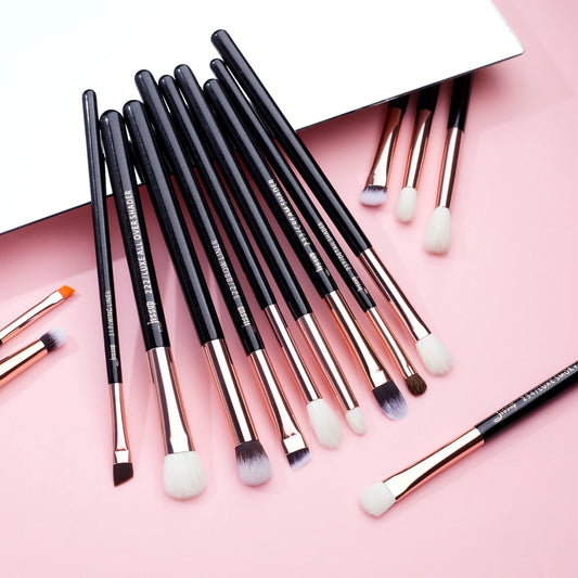 Jessup Set Pennelli Trucco 15 Pezzi – Manico in Legno, Setole Naturali-Sintetiche