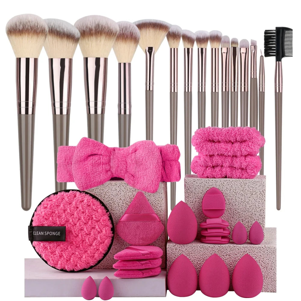 Set Pennelli Trucco Premium con Accessori – Da 3 a 20 Pezzi, Capelli Sintetici