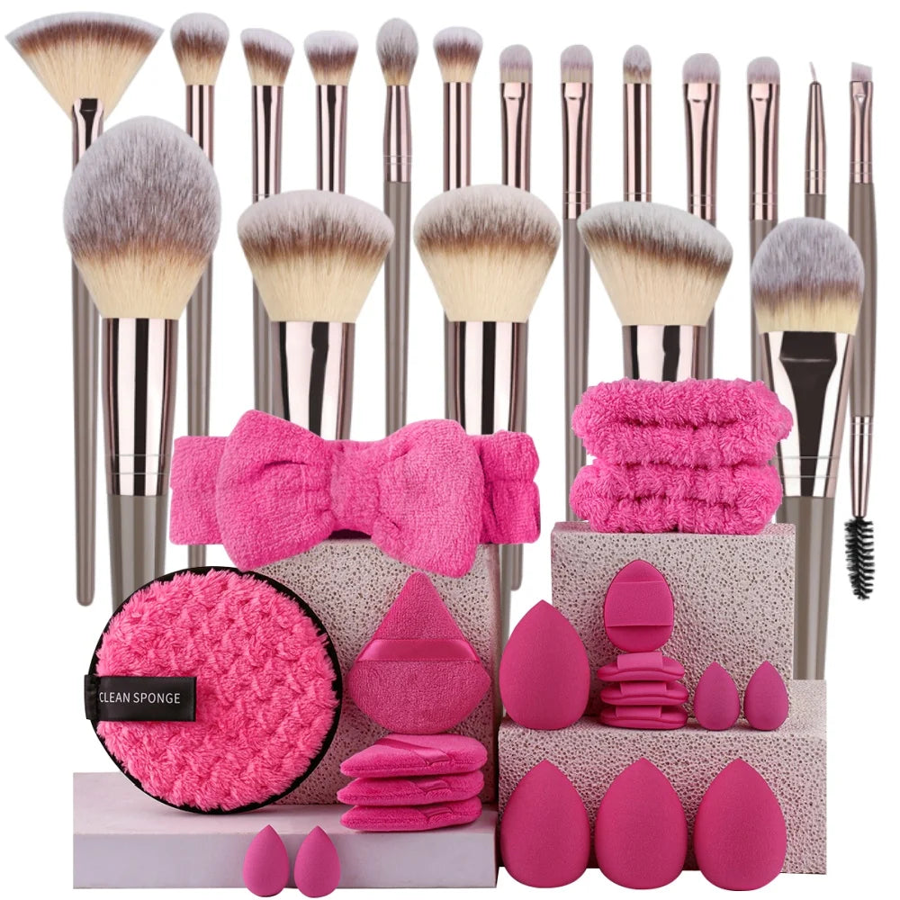 Set Pennelli Trucco Premium con Accessori – Da 3 a 20 Pezzi, Capelli Sintetici