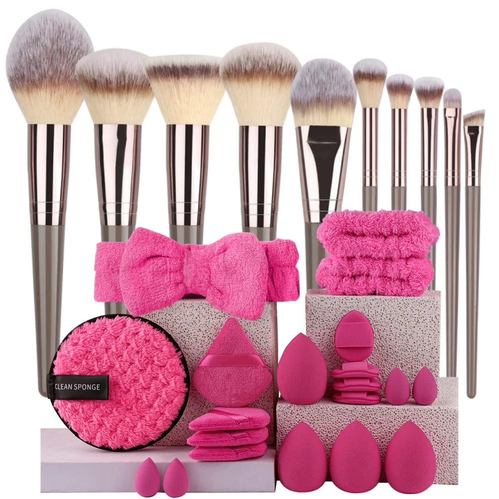 Set Pennelli Trucco Premium con Accessori – Da 3 a 20 Pezzi, Capelli Sintetici
