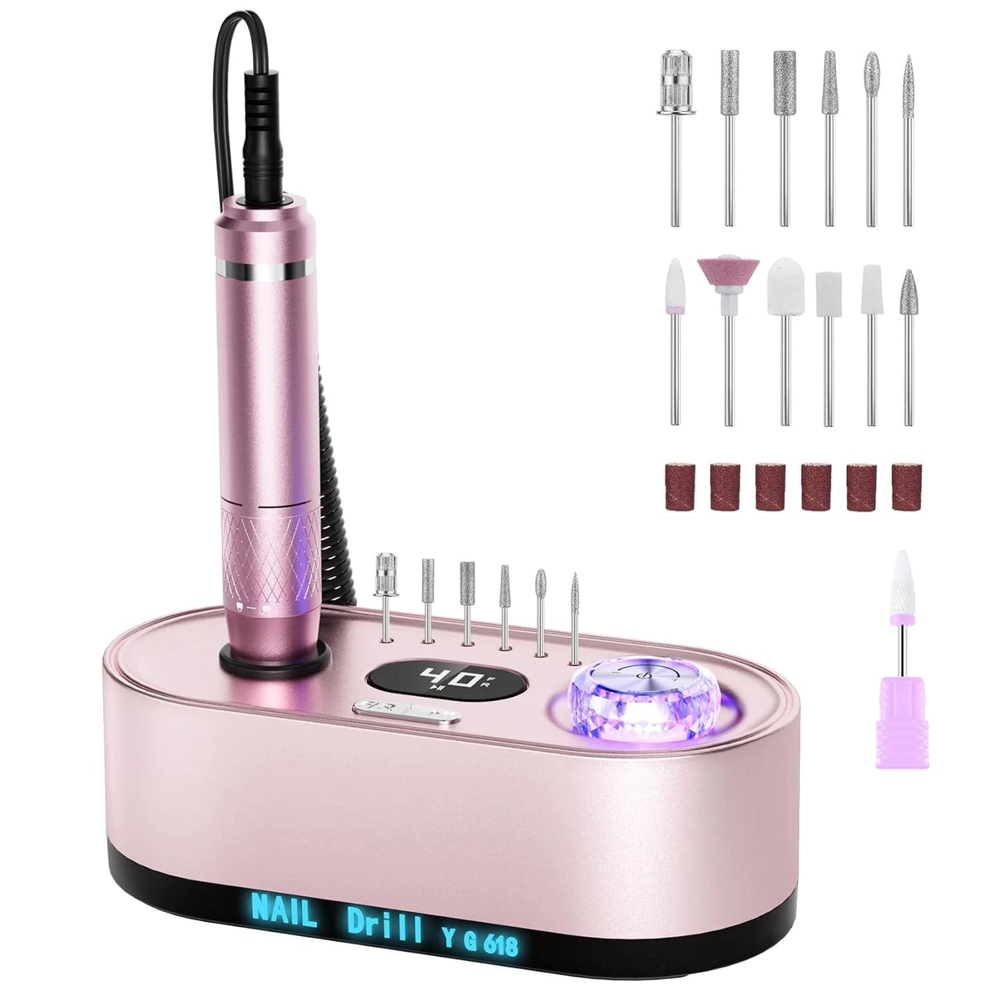 Trapano elettrico per unghie Professionale 40000 giri/min Kit lima per unghie elettrica Trapano per unghie Efile con display LCD per unghie in gel acrilico