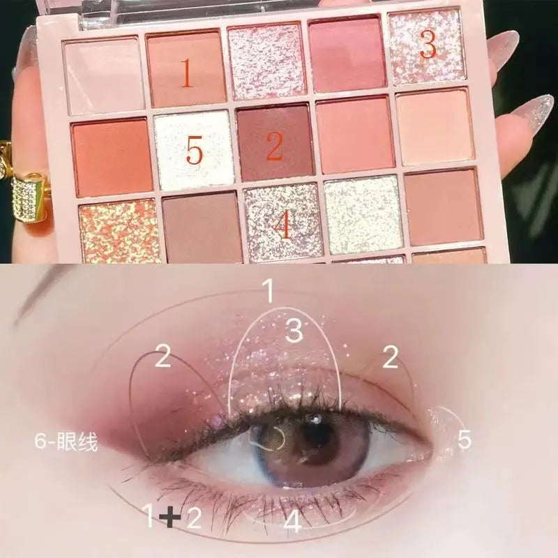 Palette Ombretti 25 Colori – Grigio Cemento, Marrone Rosa, Opaco e Glitterato