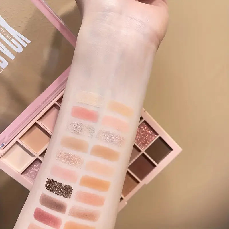 Palette Ombretti 25 Colori – Grigio Cemento, Marrone Rosa, Opaco e Glitterato