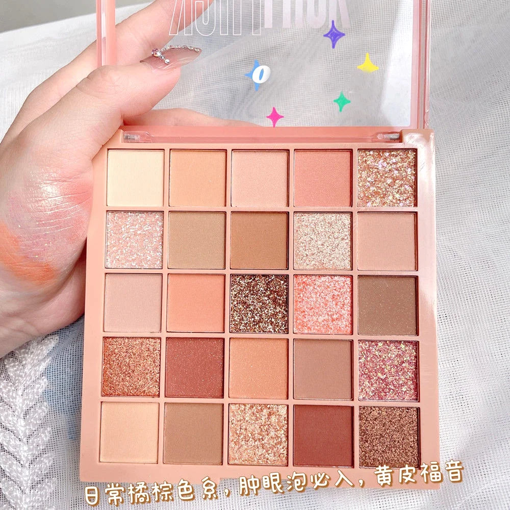 Palette Ombretti 25 Colori – Grigio Cemento, Marrone Rosa, Opaco e Glitterato