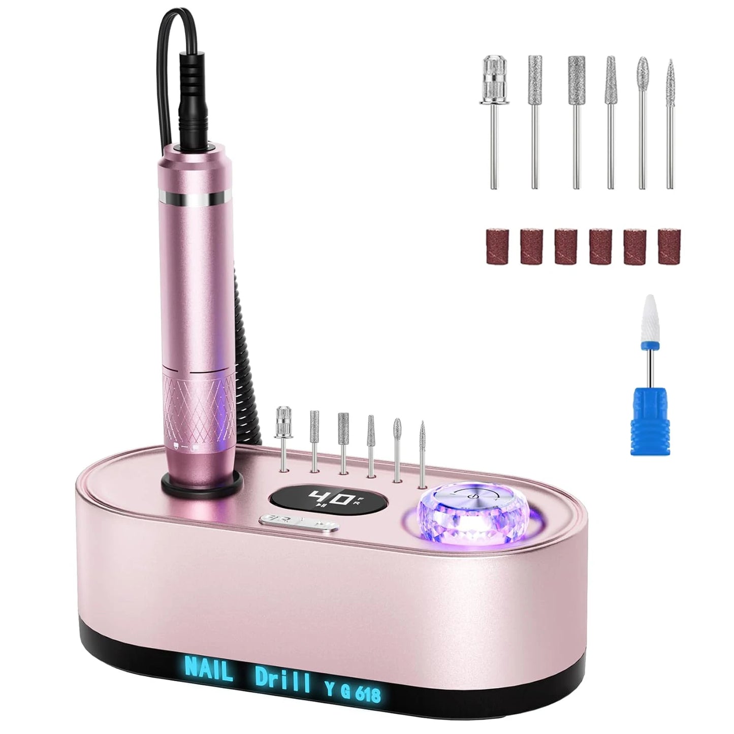 Trapano elettrico per unghie Professionale 40000 giri/min Kit lima per unghie elettrica Trapano per unghie Efile con display LCD per unghie in gel acrilico