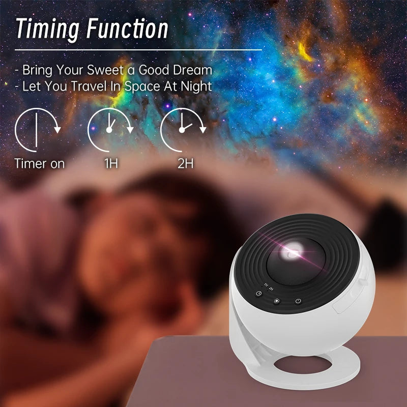 Proiettore Galaxy con luce notturna Proiettore cielo stellato 360 °   Ruota la lampada planetaria per la camera da letto dei bambini, regalo di San Valentino, decorazione per matrimoni