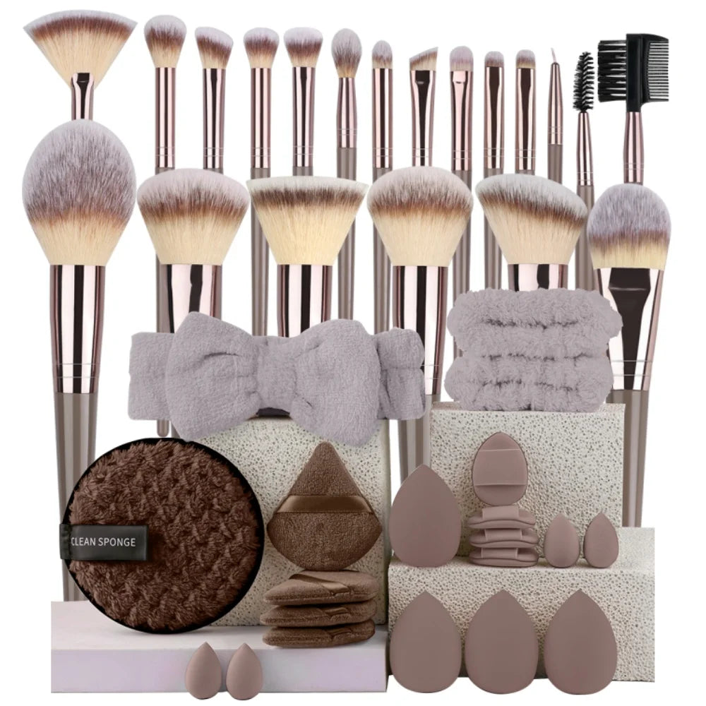 Set Pennelli Trucco Premium con Accessori – Da 3 a 20 Pezzi, Capelli Sintetici