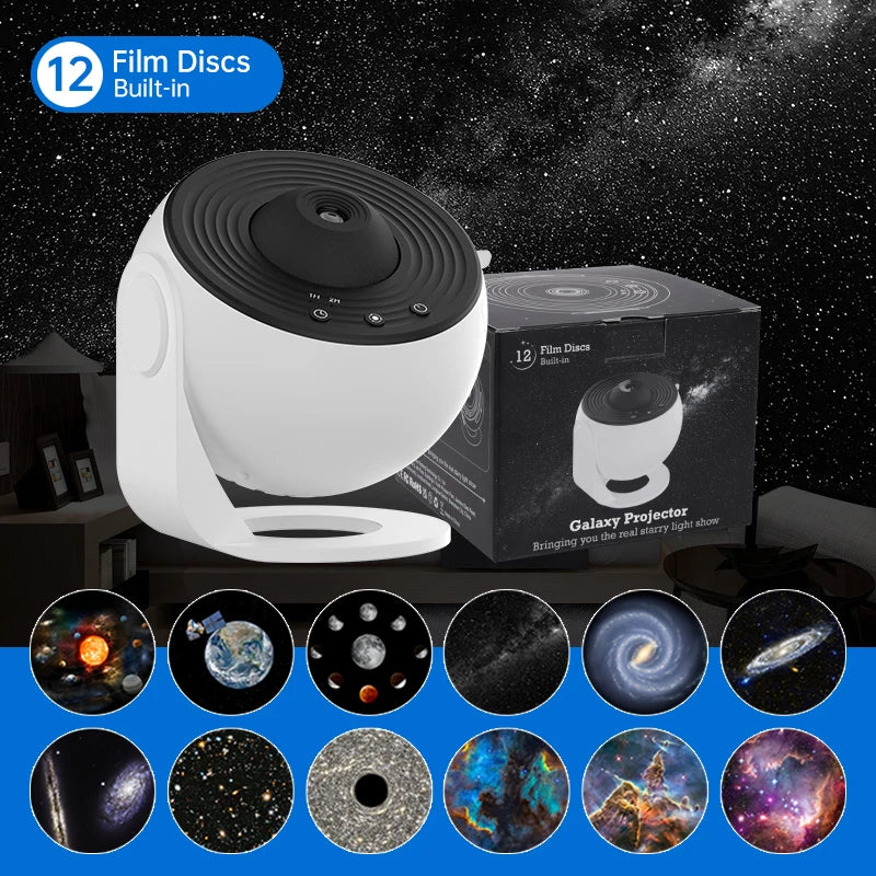 Proiettore Galaxy con luce notturna Proiettore cielo stellato 360 °   Ruota la lampada planetaria per la camera da letto dei bambini, regalo di San Valentino, decorazione per matrimoni