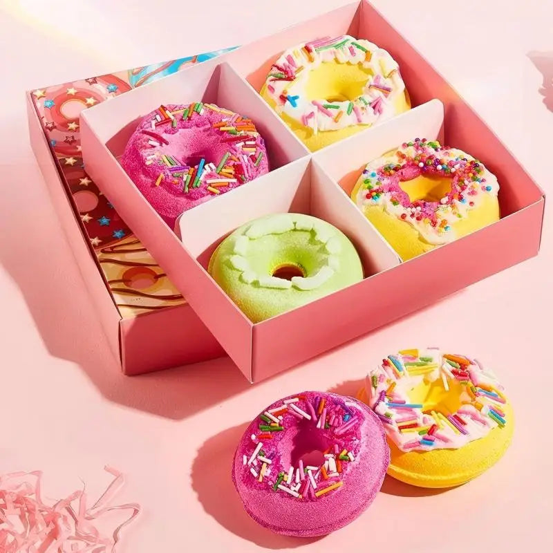 Set 4 Bombe da Bagno a Ciambella – Sale Marino & Burro di Karitè | Fatto a Mano