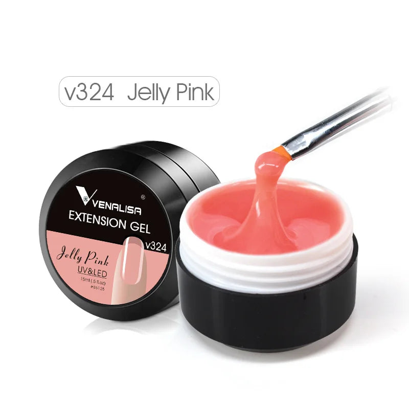 15ml Venalisa Jelly Extension Nail UV Gel da costruzione French Glitter Poly Gel per unghie Trasparente Fibra di colore mimetico naturale Vernice