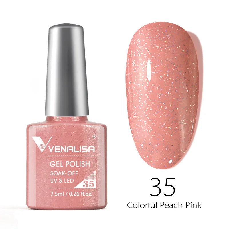 Venalisa 7.5ml Smalto per unghie Gel 60 Colori Glitter Smalto per unghie per Nail Art Manicure Top Coat Soak Off Smalto Gel UV Vernice