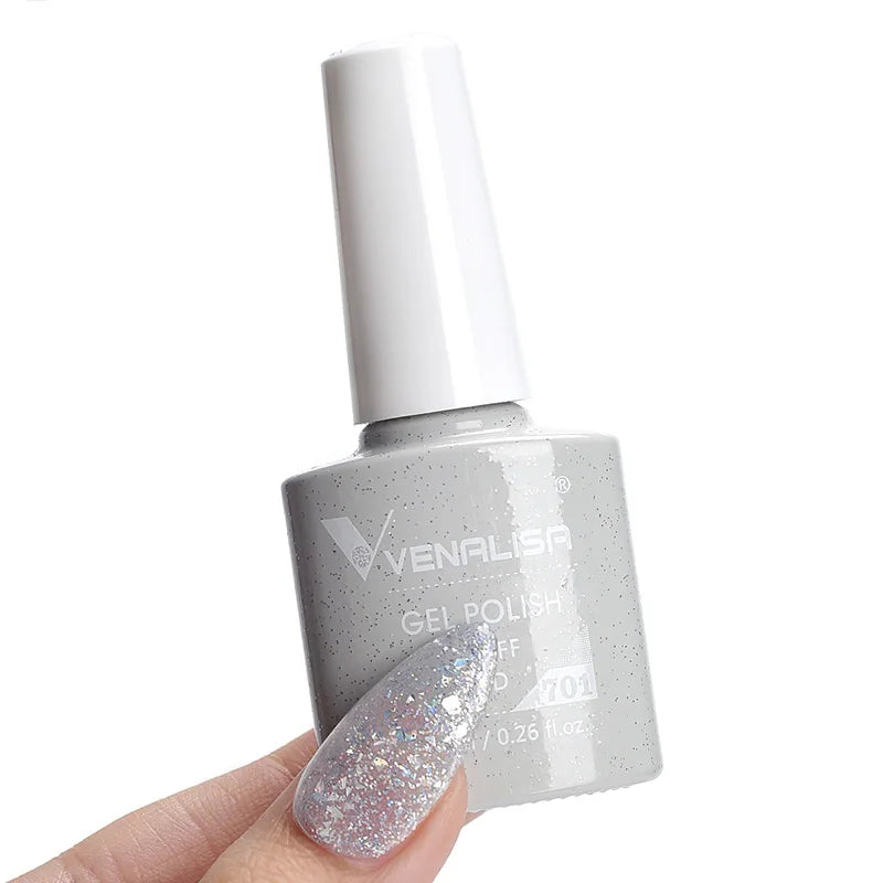 VENALISA Smalto gel per unghie Semi permanente Gellack Nail Art Salon 120 Glitter colorati 7,5 ml Soak off Vernice gel per unghie UV LED organico