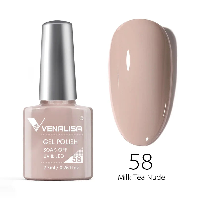 Venalisa 7.5ml Smalto per unghie Gel 60 Colori Glitter Smalto per unghie per Nail Art Manicure Top Coat Soak Off Smalto Gel UV Vernice