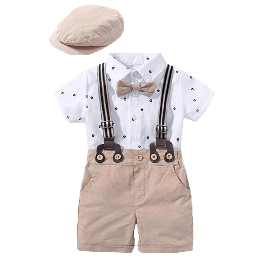 Hot Baby Boy Abbigliamento Completo Neonato Bello Pagliaccetto Fiocco Set Compleanno Festival Regalo Tuta Cappello Bambino Ragazzi Abito da sposa