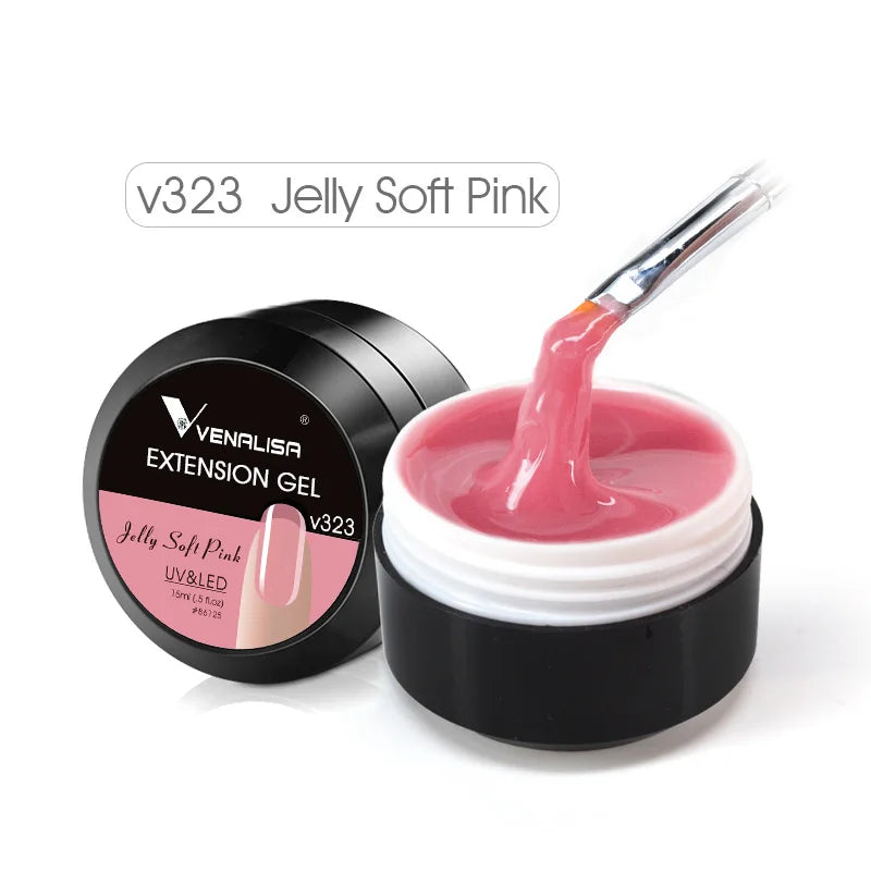 15ml Venalisa Jelly Extension Nail UV Gel da costruzione French Glitter Poly Gel per unghie Trasparente Fibra di colore mimetico naturale Vernice