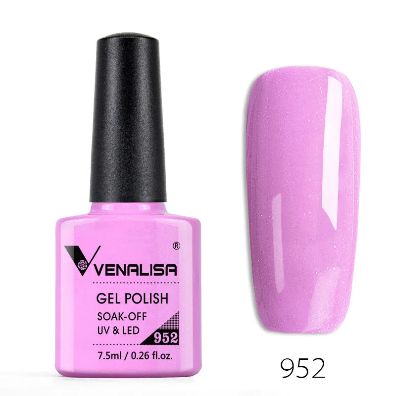 Venalisa 7.5ml Smalto per unghie Gel 60 Colori Glitter Smalto per unghie per Nail Art Manicure Top Coat Soak Off Smalto Gel UV Vernice