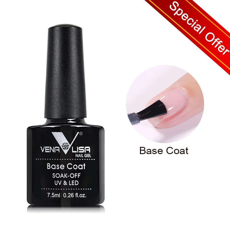 Venalisa 7.5ml Smalto per unghie Gel 60 Colori Glitter Smalto per unghie per Nail Art Manicure Top Coat Soak Off Smalto Gel UV Vernice