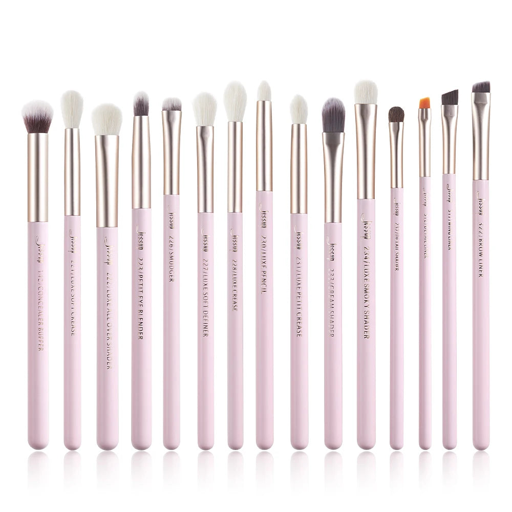 Jessup Set Pennelli Trucco 15 Pezzi – Manico in Legno, Setole Naturali-Sintetiche