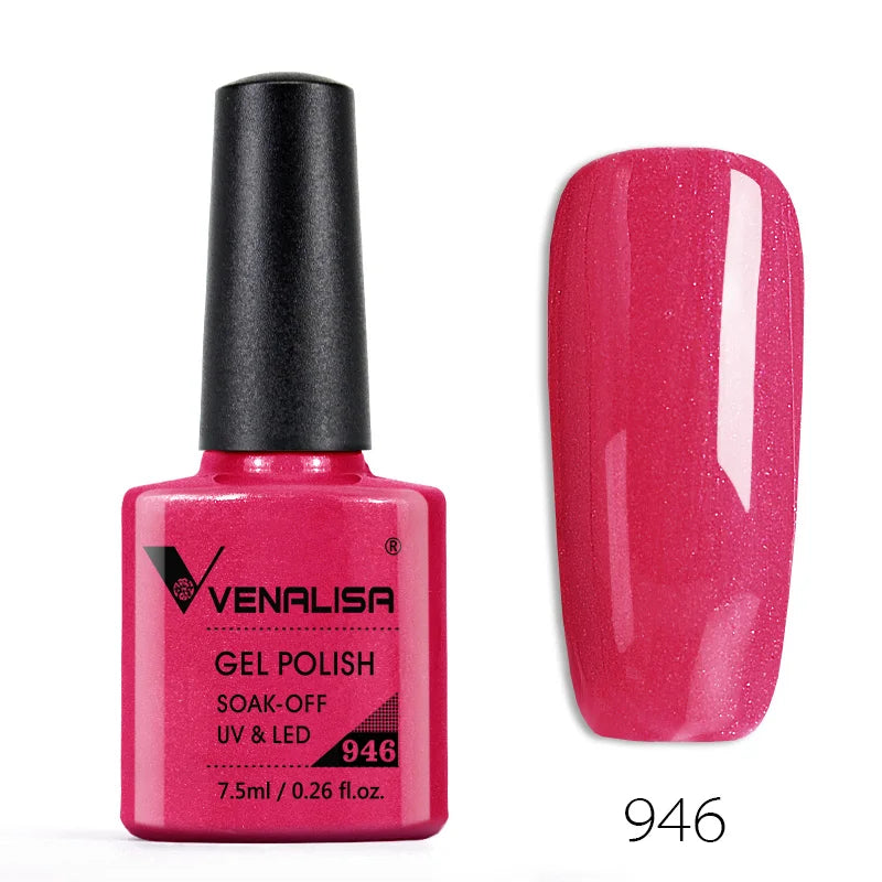 Venalisa 7.5ml Smalto per unghie Gel 60 Colori Glitter Smalto per unghie per Nail Art Manicure Top Coat Soak Off Smalto Gel UV Vernice