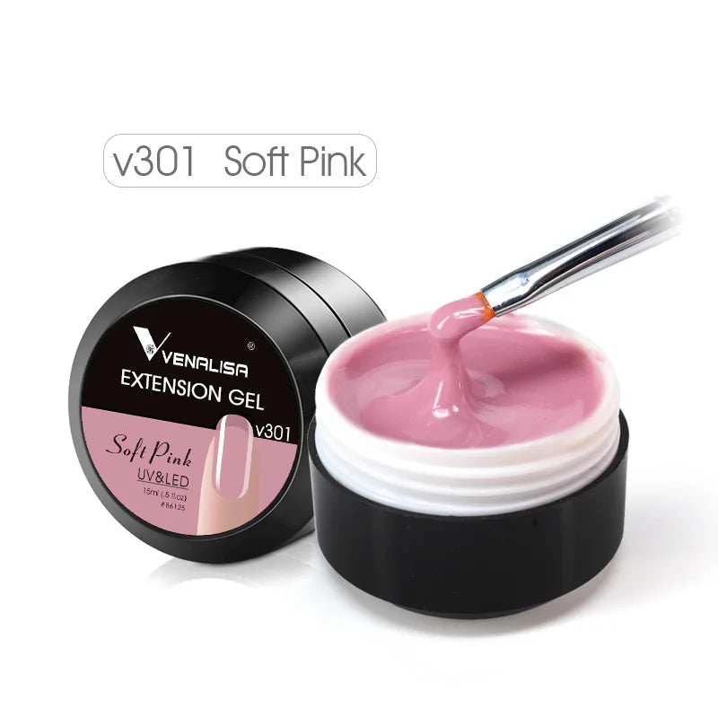 15ml Venalisa Jelly Extension Nail UV Gel da costruzione French Glitter Poly Gel per unghie Trasparente Fibra di colore mimetico naturale Vernice