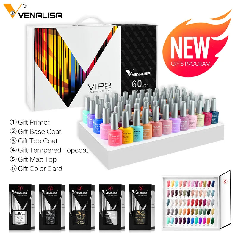 VENALISA Smalto gel per unghie Semi permanente Gellack Nail Art Salon 120 Glitter colorati 7,5 ml Soak off Vernice gel per unghie UV LED organico