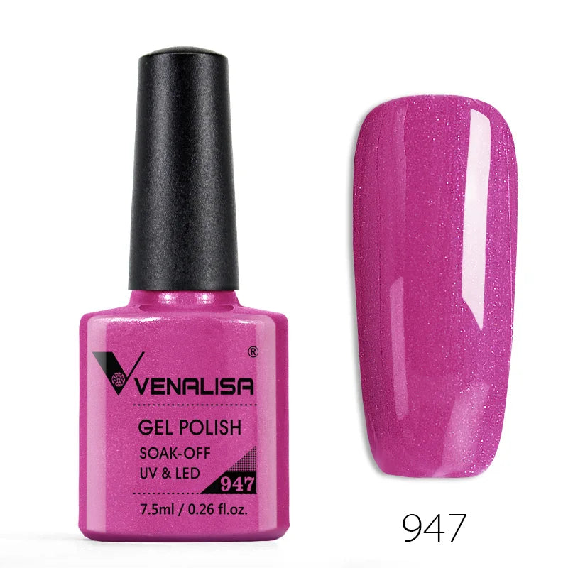 Venalisa 7.5ml Smalto per unghie Gel 60 Colori Glitter Smalto per unghie per Nail Art Manicure Top Coat Soak Off Smalto Gel UV Vernice