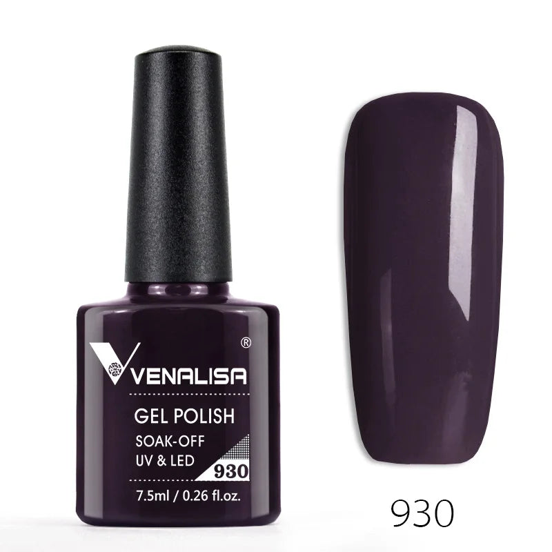 Venalisa 7.5ml Smalto per unghie Gel 60 Colori Glitter Smalto per unghie per Nail Art Manicure Top Coat Soak Off Smalto Gel UV Vernice