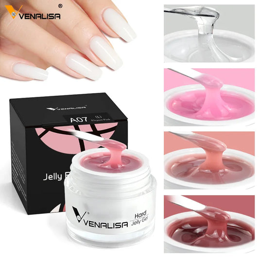 15ml Venalisa Jelly Extension Nail UV Gel da costruzione French Glitter Poly Gel per unghie Trasparente Fibra di colore mimetico naturale Vernice