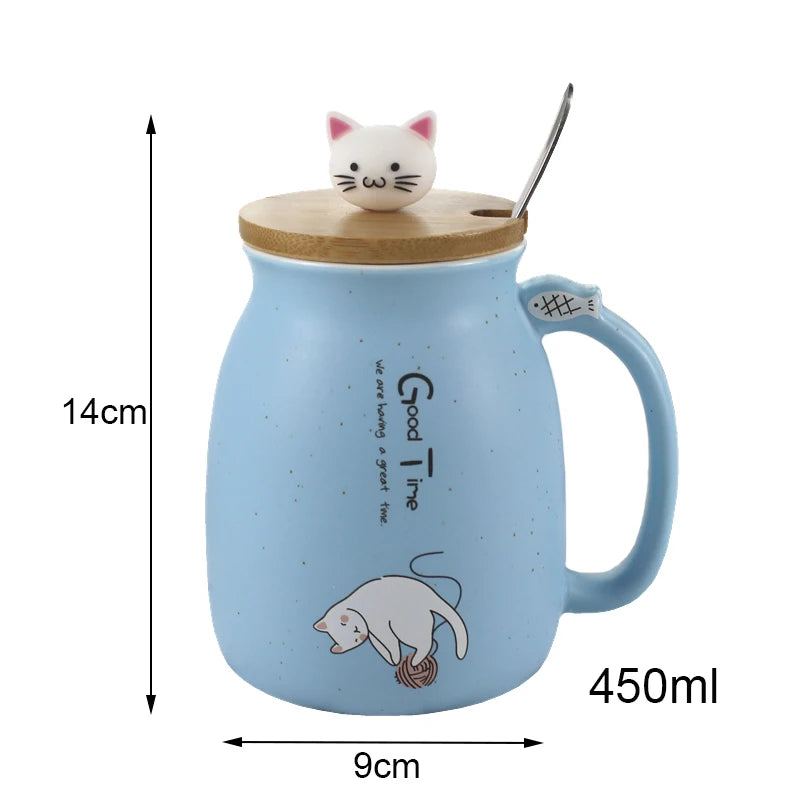 Tazza in Ceramica con Gatto e Coperchio 450ml – Idea Regalo Originale
