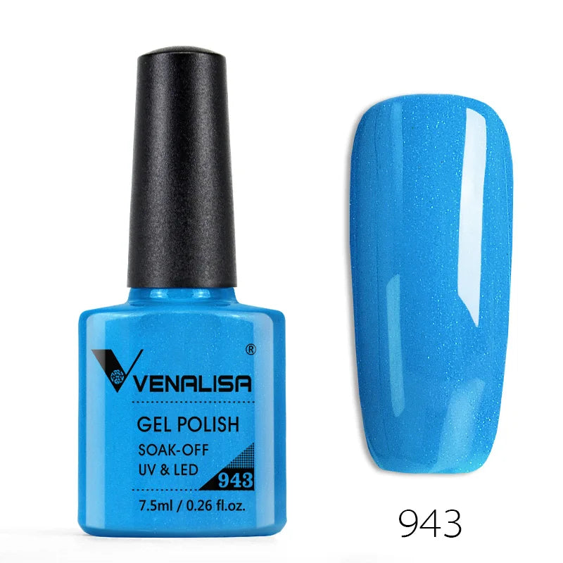 Venalisa 7.5ml Smalto per unghie Gel 60 Colori Glitter Smalto per unghie per Nail Art Manicure Top Coat Soak Off Smalto Gel UV Vernice