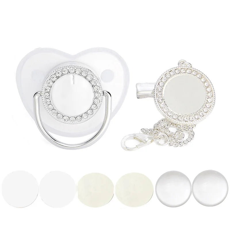 Ciuccio Vuoto Personalizzabile con Clip e Catena – Silicone BPA Free, Regalo Neonato