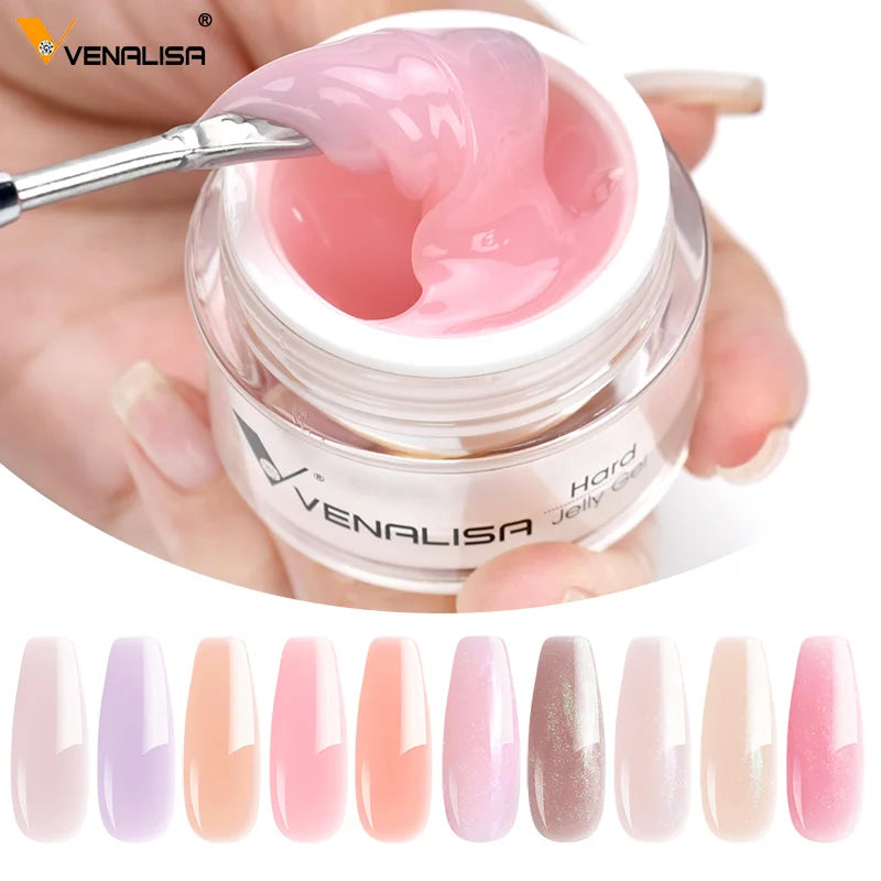 15ml Venalisa Jelly Extension Nail UV Gel da costruzione French Glitter Poly Gel per unghie Trasparente Fibra di colore mimetico naturale Vernice