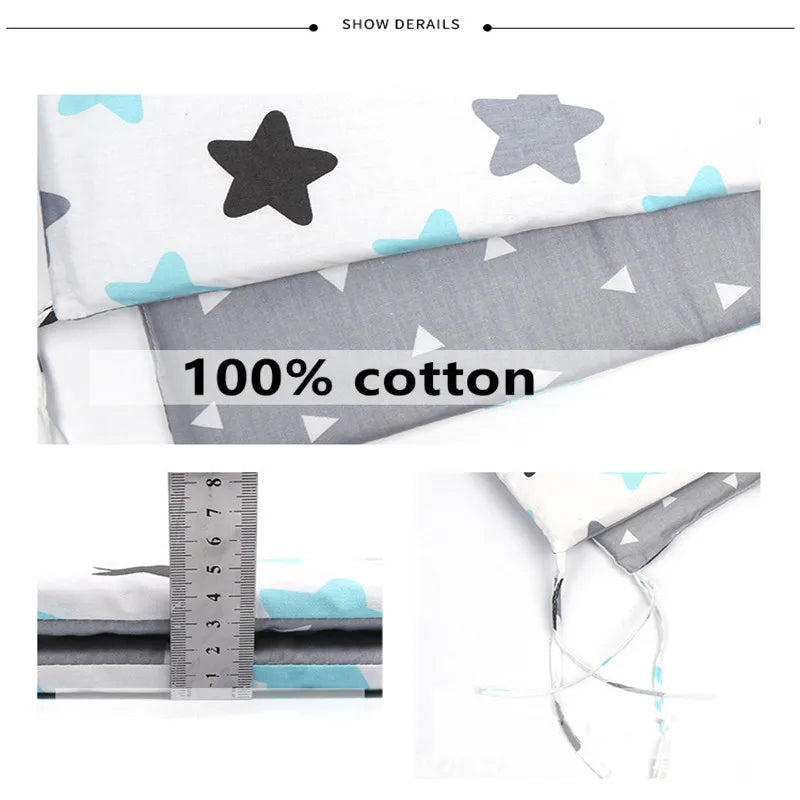 Paraurti per Lettino in Cotone 200×30cm – Doppia Faccia, Cerniera, Design Nordic