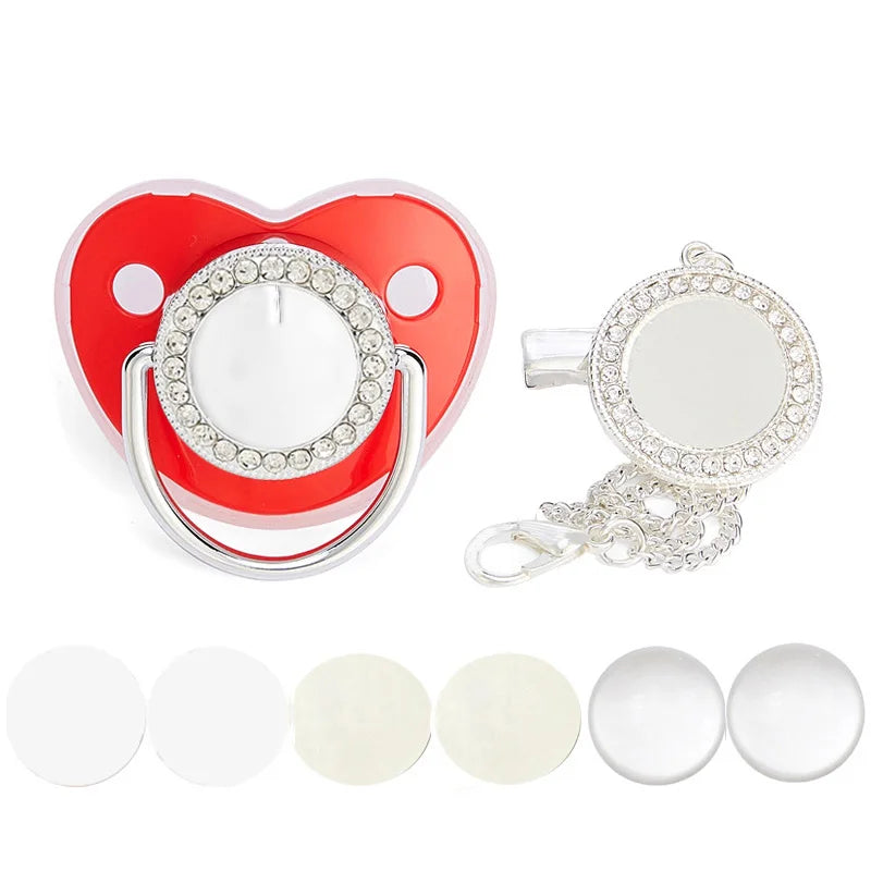Ciuccio Vuoto Personalizzabile con Clip e Catena – Silicone BPA Free, Regalo Neonato